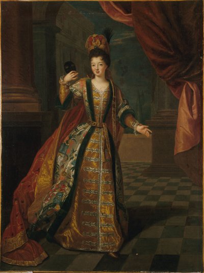 French: Portrait présumé de Mademoiselle de Nantes (Louise-Françoise de Bourbon, 1673-1743), en costume de bal - Pierre Gobert