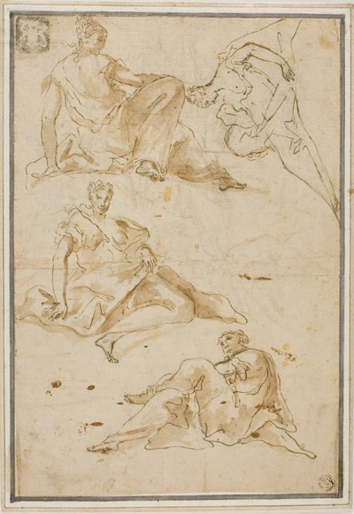 Croquis de quatre figures féminines drapées (pour pendentifs) - Pierre Hubert Subleyras