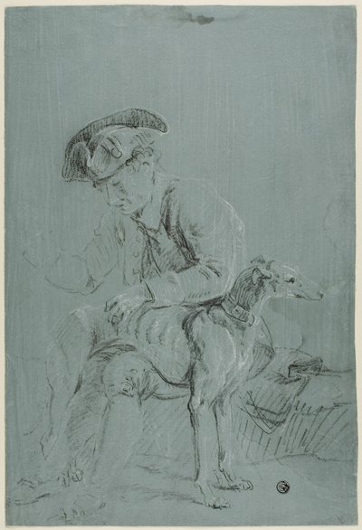 Homme assis avec chien - Pierre Jacques Volaire
