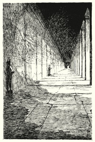 Galerie du premier étage, Angkor Vat (gravure) - Pierre Jeannerat de Beerski