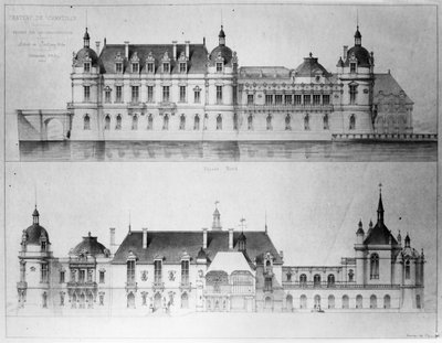 Conception pour la reconstruction de la façade nord et de la façade du Petit Château du Château de Chantilly, 1875 - Pierre Jerome Honore Daumet