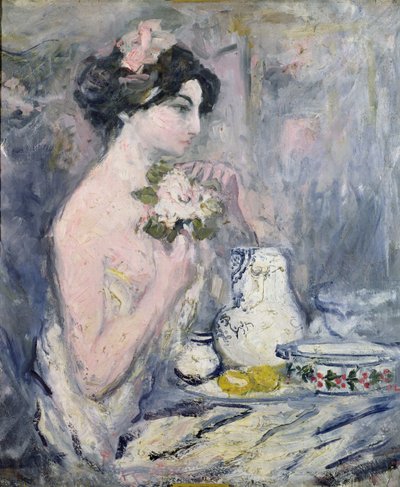 Femme avec un bouquet - Pierre Laprade