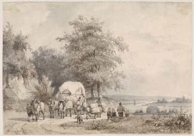 Paysage avec charrette de foin - Pierre Louis Dubourcq