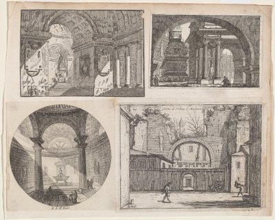 Porche devant un temple circulaire - Pierre Moreau