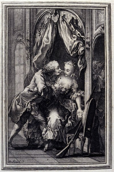 Les quiproquos - dans « Contes et nouvelles en vers » par Jean de La Fontaine. 1776. Illustration de P.P. Choffard - Pierre Philippe Choffard