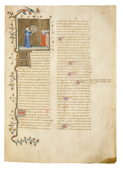 Page de "De Proprietatibus Rerum" par Bartholomeus Anglicus, dans la traduction française de Jean Corbechon, vers 1390 - Pierre Remiet