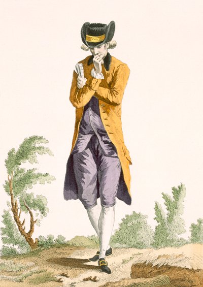 Une jeune bourgeoise étudiante en théâtre profondément pensive, gravée par Dupin, planche no.22 de 