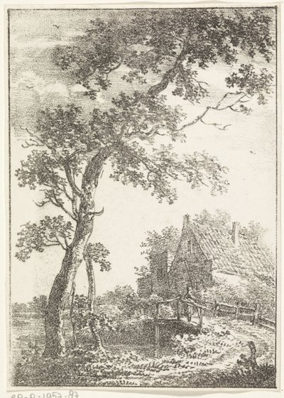 Paysage avec arbre, pont et maison - Pieter Bartholomeusz. Barbiers