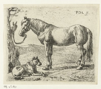 Cheval et chien dans un pré (Chevaux) - Pieter Bodding van Laer