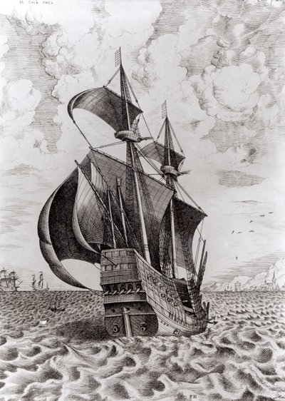 Navire, gravé par Hieronymus Cock - Pieter Bruegel the Elder
