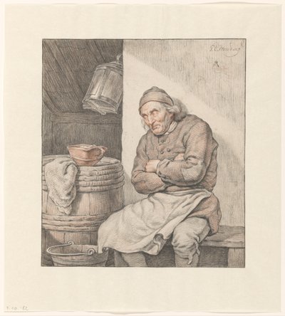 Homme assis, endormi - Pieter Christoffel Wonder