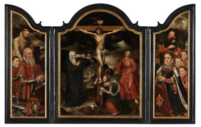 Christ en croix avec la Vierge, Saint Jean et Marie Madeleine - Pieter Claeissens