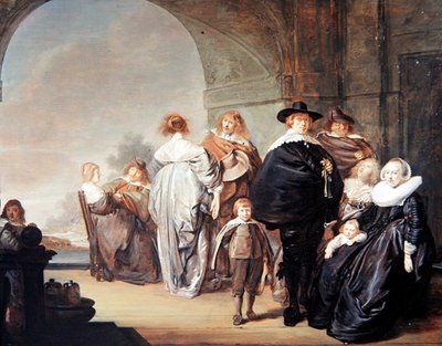 Compagnie élégante sur une terrasse - Pieter Codde