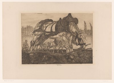 Cheval de labour sur les rives de la Seine - Pieter Dupont (signed by artist)