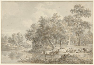 Paysage fluvial avec bétail - Pieter Gerardus van Os