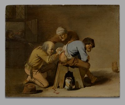 Un charlatan au travail dans une grange - Pieter Jansz. Quast