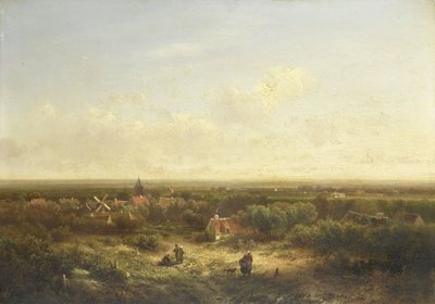 Vue lointaine avec un village - Pieter Lodewijk Francisco Kluyver