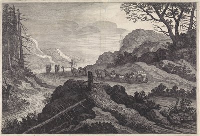 Ânes de bât sur une route - Pieter Nolpe