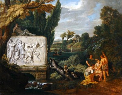 Paysage classique avec des jeunes filles dansant près d