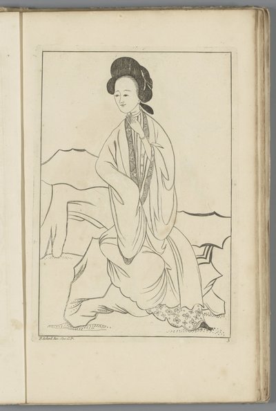 Femme chinoise avec sa main droite dans la manche de son kimono - Pieter Schenk (II) (possibly)