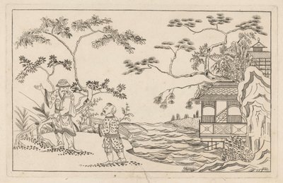 Deux hommes chinois dans un paysage - Pieter Schenk (II)