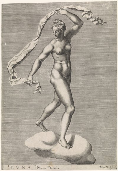 Diane en tant que Luna sur un nuage (Luna Noctis Domina, Les sept planètes) - Pieter Valck