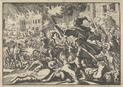 Combats dans les rues de Moscou entre Russes et Polonais en 1611, 1698 - Pieter Van der Aa