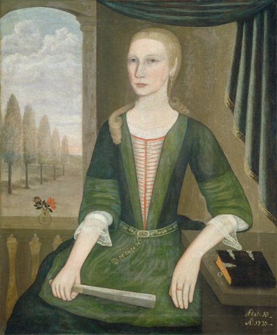Jeune dame avec un éventail, 1737 - Pieter Vanderlyn