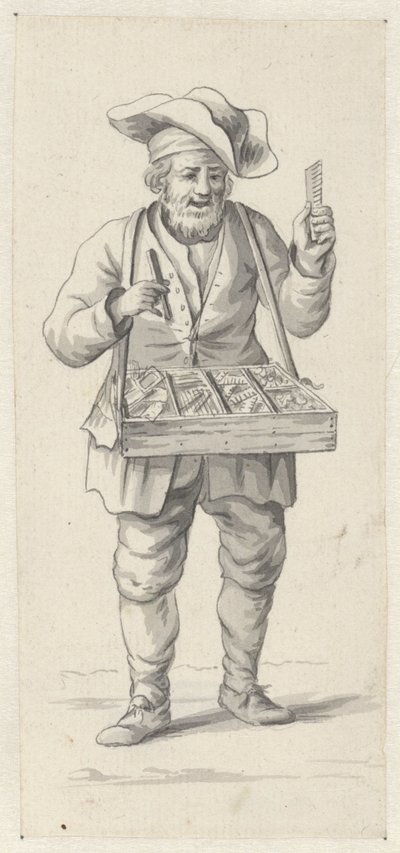 Vendeur de rue proposant des peignes et des aiguilles - Pieter de Goeje