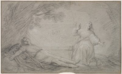 Danois : scène mythologique représentant une femme pleurant la mort d