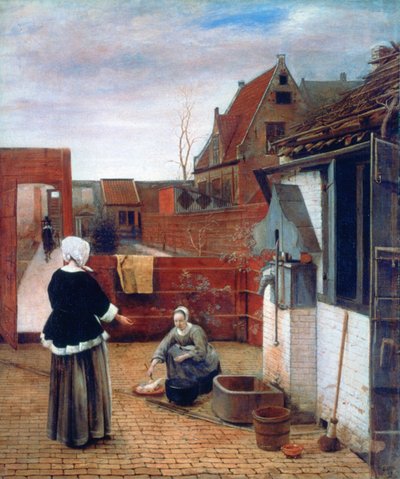 Une femme et une servante dans une cour, c1660-1661 - Pieter de Hooch