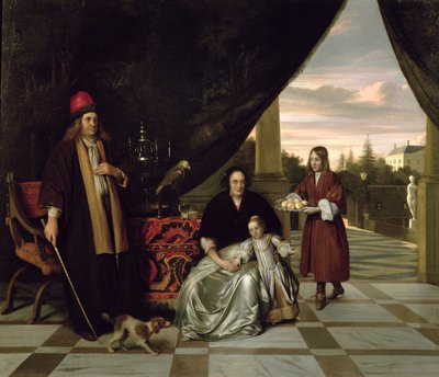 Portrait de famille sur une terrasse, 1667 - Pieter de Hooch