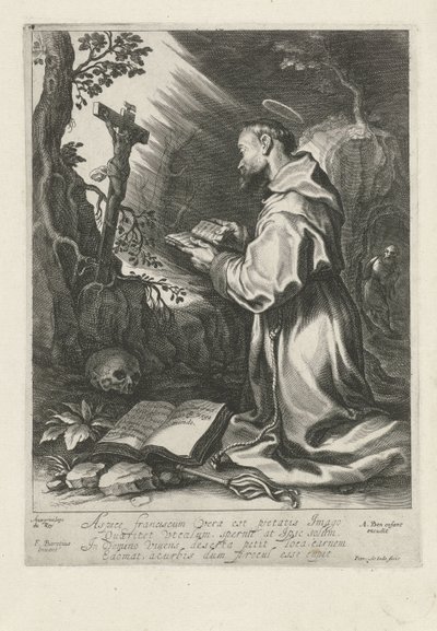 Saint François, agenouillé devant un crucifix - Pieter de Jode (I)