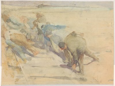 Travailleurs en train de démonter des rails - Pieter de Josselin
