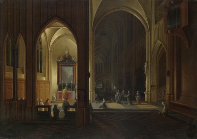 Un service du soir dans une église, 1649 - Pieter the Elder Neeffs