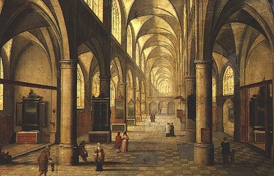 Intérieur de la cathédrale avec des figures - Pieter the Elder Neeffs