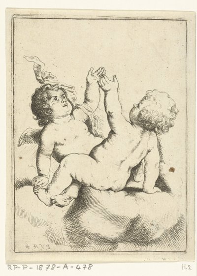 Un ange et un enfant sur un nuage - Pieter van Avont