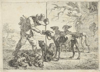 Chasseur avec sept chiens - Pieter van Laer
