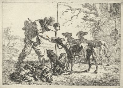 Chasseur avec sept chiens - Pieter van Laer
