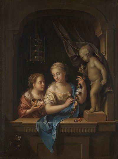 Deux filles avec des fleurs près d