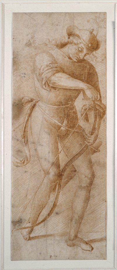 Un jeune homme bandant son arc - Pietro (follower of) Perugino