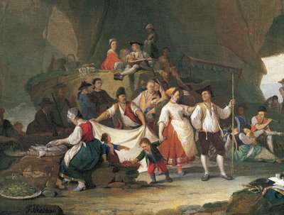 Petit déjeuner au bord de la mer, par Pietro Fabbris (1740-1792) (détail) - Pietro Fabris