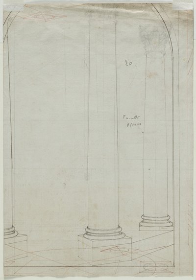 Dessin architectural de colonnes (verso) - Pietro Fancelli