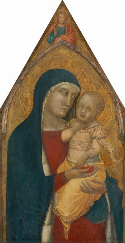 Madone et enfant, avec le Christ bénissant [panneau central] - Pietro Lorenzetti