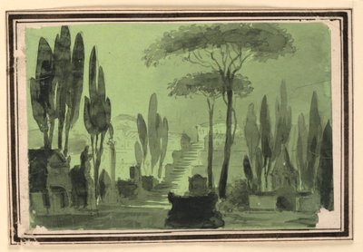 Décor de scène, escaliers entre les tombes - Pietro Narducci