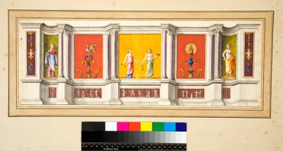 Un long mur avec sept panneaux avec une frise étroite en dessous - Pietro Santi Bartoli
