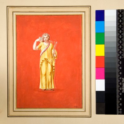 Figure féminine en jaune, arc et flèche dans la main droite - Pietro Santi Bartoli