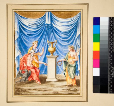 Jupiter assis à gauche avec un aigle et une figure féminine - Pietro Santi Bartoli