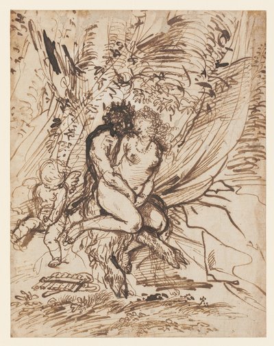 Pan embrassant Vénus observé par Cupidon - Pietro Testa