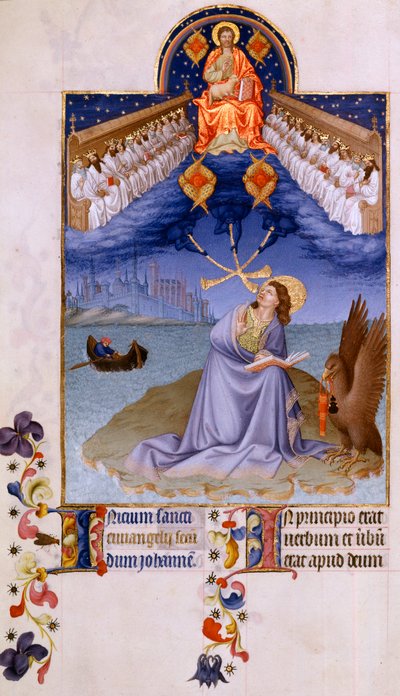 Saint Jean à Patmos. Miniature dans « Les très riches heures du duc de Berry » - Pol de Limbourg